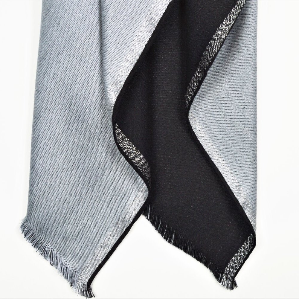 NWT Calvin Klein Reversible Shawl Black/Grey Shawl - Picture 7 of 9